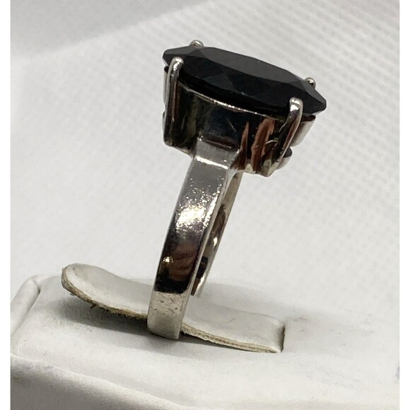 Dark Brown Smoky Quartz Solitaire Ring Size 9 Sterling Silver 925 Ring 7g - Picture 2 of 13